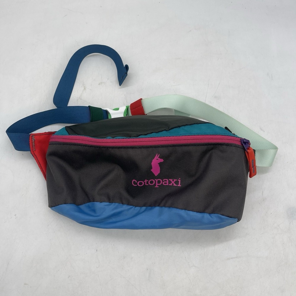 Cotopaxi Kapai Hip Pack in Black Blue Pink Colorblock Del Dia Design 3L 12x6